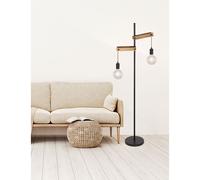 Globo Piantana Visso Nero/Legno 150cm Max. 2 X 60W E27 Lampada con Interruttore
