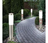 Piantana Esterno Acciaio Inox Balcone Sensore di Movimento Argento LED 4er Set