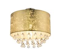 Plafoniera Lampada di Cristallo Lampada da Soggiorno Lampadario Oro Tessuto [EEK: Non valutato]