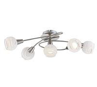 Plafoniera Lampada Sala Pranzo Plafoniera Nichel Vetro Satinato 5 Fiamma LED [EEK: F]