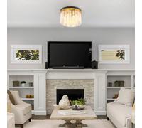 Globo Plafoniera Gorley, color oro/opale, Ø 32 cm, metallo/vetro Globo