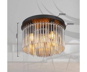 Globo Plafoniera Gorley, nero/grigio fumo, Ø 32 cm metallo/vetro Globo