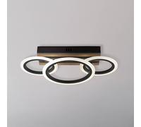 Globo Plafoniera LED Blevins a 3 luci, nera/effetto legno, lunghezza 46 cm Globo
