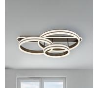 Globo Plafoniera LED Grouni, lunghezza 80 cm, colore titanio, CCT metallo Globo