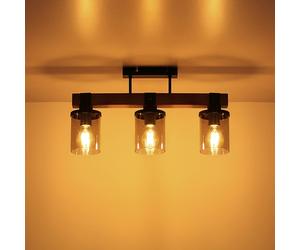 Globo Plafoniera Lila con barra di legno, 3 luci Globo