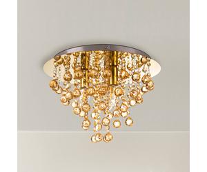 Globo Plafoniera London, Ø 38 cm, a 3 luci, color oro, vetro acrilico Globo