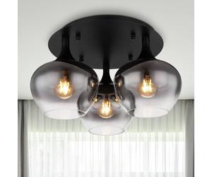 Globo Plafoniera Maxy, Ø 45 cm, grigio fumo, vetro, a 3 luci. Globo