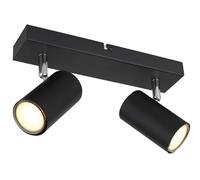 Globo Faretto da soffitto Robby, nero, lunghezza 26 cm, a 2 luci, metallo Globo