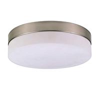 GLOBO Plafoniera Nichel opaco, Vetro Opale, D:240, H:65, escl. 2xE27 Illu 40W 230V, 40 W, Argento