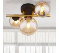 Globo Plafoniera Riha LED, ambra, lunghezza 28,5 cm, a 3 luci, vetro 56135-3W