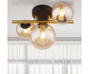 Globo Plafoniera Riha LED, ambra, lunghezza 28,5 cm, a 3 luci, vetro Globo