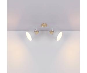 Globo Plafoniera Wiho di metallo, bianco/legno, 2 luci Globo