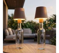 Globo Set 2 Lampade Bottiglia LED Da Giardino Touch Dimmer Marrone IP44