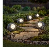 Globo Set 5 Solarleuchte Da Esterno IP44 LED Pietra Effetto Stein