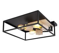 Globo SLV 15477D1 - Plafoniera in metallo nero opaco e legno naturale