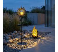 Globo Solarlampe Con Piedi Da Giardino LED IP44, Set 2 Nero Oro Vetro [EEK: Non valutato]