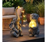 Globo Solarlampe Da Esterno 2 Pezzi Leuchtende Tierfigur LED: Cane Elefante Deko [EEK: Non valutato]