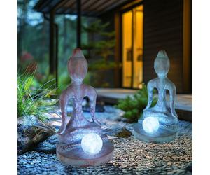 Globo Solarlampe Esterna Figura Giardino Buggha LED, 2 Pezzi, Bronzo
