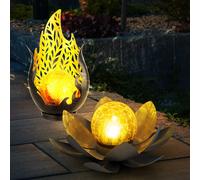 Globo Solarlampe LED Flammen Design Lotosblume Da Esterno IP44 Multicolore 2x