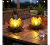 Globo Solarlampe Solare Lampada Da Esterno Lotus Oro LED 2 Pezzi IP44 [EEK: Non valutato]