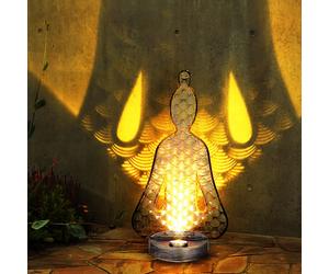 Globo Solarleuchte Da Esterno Buddha LED Argento Decoro Stanz. H 36 cm [EEK: Non valutato]
