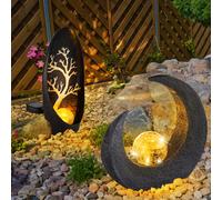 Globo Solarleuchte LED Esterno Vetro Crackle Scultura Luna 2 Pezzi