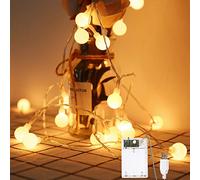 Globo String Lights, alimentazione a batteria/presa USB, 4,9 m, 40 LED, luci a sfera, decorative per illuminazione interna, camera da letto, patio, giardino, festa di matrimonio, Natale, bianco caldo