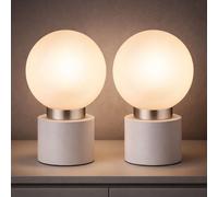 Globo Tischlampe Da Letto Camera Bianca Rotonda H 24,5 cm Set 2 Pezzi E14 230 V [EEK: Non valutato]