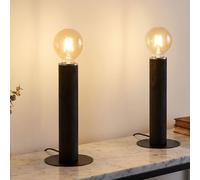 Globo Tischleuchte Tischlampe Landhaus 30,5 cm Holzoptik Schwarz [EEK: Non valutato]