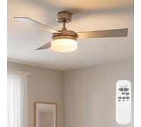Globo Ventilatore Da Soffitto LED Lampada Da Soffitto Argento 3 Pale Ø105 cm
