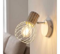 Globo Wandlampe Wandleuchte Holz LED Gitter Spot Verstellabile 12x16,5cm Weiß