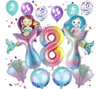 globos sirena 8 años cumpleaños niña decoración sirena 8 años cumpleaños niña, decoración cumpleaños 8 años niña, globos tema sirena para 8 años niña fiesta de cumpleaños decoración