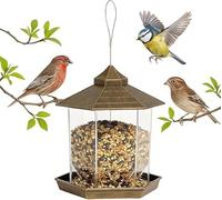 GloBrite Mangiatoia esagonale per uccelli ornamentali da giardino, mangiatoia per semi per uccelli, mangiatoia per uccelli da appendere, per tutte le stagioni, mangiatoie per uccelli per piccoli