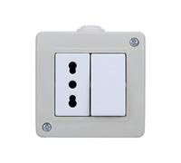 gloca Custodia 2 Posti IP40 Esterna da Parete, Contenitore Autoportante Monoblocco per Serie Civili (Versioni Multi-Variante) (Con Interruttore + Presa Bipasso 16A)