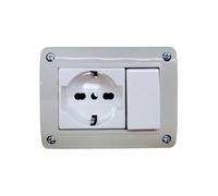 gloca Custodia 3 Posti IP40 Esterna da Parete, Contenitore Autoportante Monoblocco per Serie Civili (Versioni Multi-Variante) (Con Presa Shuko 16A + Interruttore)