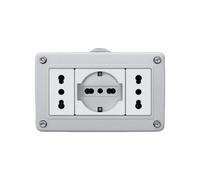 gloca Custodia 4 Posti IP40 Esterna da Parete, Contenitore Autoportante Monoblocco per Serie Civili (Versioni Multi-Variante) (Con 1 Presa Schuko 16A + 2Prese Bipasso 16A)