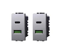 gloca Set 2 Prese USB 2 in 2 USB+TYPE-C 3.1A Compatibili Living (Grigio)