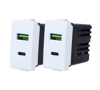 gloca Set 2 Prese USB 2 in 2 USB+TYPE-C 3.1A Compatibili Plana