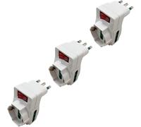 gloca Set 3 Adattatori Tripli Salvaspazio Spina 16A 2 Biprese 1 Shuko Colore Bia