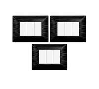 gloca Set Placche Plastica Satinata Compatibili Matix (3 Pezzi Nero satinato, 3 Posti)