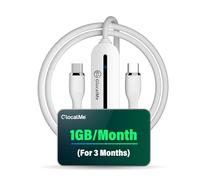 GlocalMe UniCord - Cavo di ricarica con hotspot mobile WiFi 4G e dati da 8 GB, cavo USB C a USB C da 1 m, cavo USB C a USB C da 65 W con micro USB, cavo di tipo C per iPhone, tablet, laptop