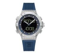 GLOCK Orologio da uomo al quarzo | cassa da 44 mm | orologio da polso con cassa in acciaio inossidabile argento | quadrante blu | cinturino in silicone blu | 10 ATM | GW-24-2-24