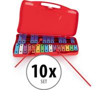 Glockenspiel 25 Note Colorati Rojo Cromatico Custodia Giocattoli Bambini 10x Set