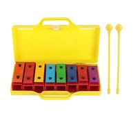 Glockenspiel xilofono a 8 note, strumenti a percussione, giocattolo musicale educativo con 2 bacchette e scatola gialla, tavole armoniche per la coordinazione occhio-mano,