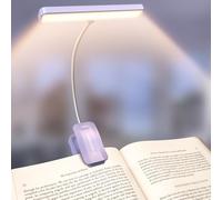 Glocusent 26 LEDs Luce per Lettura Libri a Letto, Lampada Luce da Lettura per Libro USB-C Ricaricabile con 5 Colore e 5 Luminosità, 360° Regolabile Lampada Libro per Notturna, Letto, Ufficio (Viola)