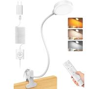 Glocusent 5W Lampada a Morsetto, 36 Lampade da Lettura a LED per Letto, Morsetto per Lampada per la Cura degli Occhi, 3 Colori 5 Livelli di Luminosità, Luce da Lettura con Collo D'oca