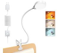 Glocusent 5W Lampada a Morsetto, 36 Lampade da Lettura a LED per Letto, Morsetto per Lampada per la Cura degli Occhi, 3 Colori 5 Livelli di Luminosità, Luce da Lettura con Collo D'oca