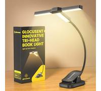 Glocusent Innovativa Luce per Lettura Libri a Letto Tre Teste, 3 Colori 5 Livelli di Luminosità,1000 mAh Lampada da Lettura con Timer da 30 Minuti,10-100 Ore,Perfetta per Amanti dei Libri