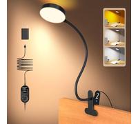 Glocusent Lampada a clip, 72 LED con luce notturna ambra, lampada da letto a 3 colori e 5 luminosità