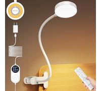 Glocusent Lampada da Lettura 72 LED, Luce da Lettura-3 Colore e 5 Luminosità, USB Lampada con Pinza con luce notturna ambra & timer 30/60 min (Bianco con adattatore e telecomando)